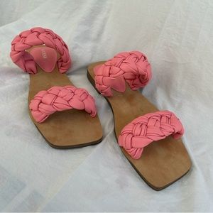 GUESS Brand - Coral Pink Braided Sandals - Size 7.5
